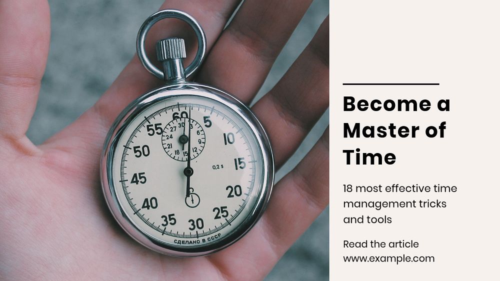 Time management blog blog banner template, editable text