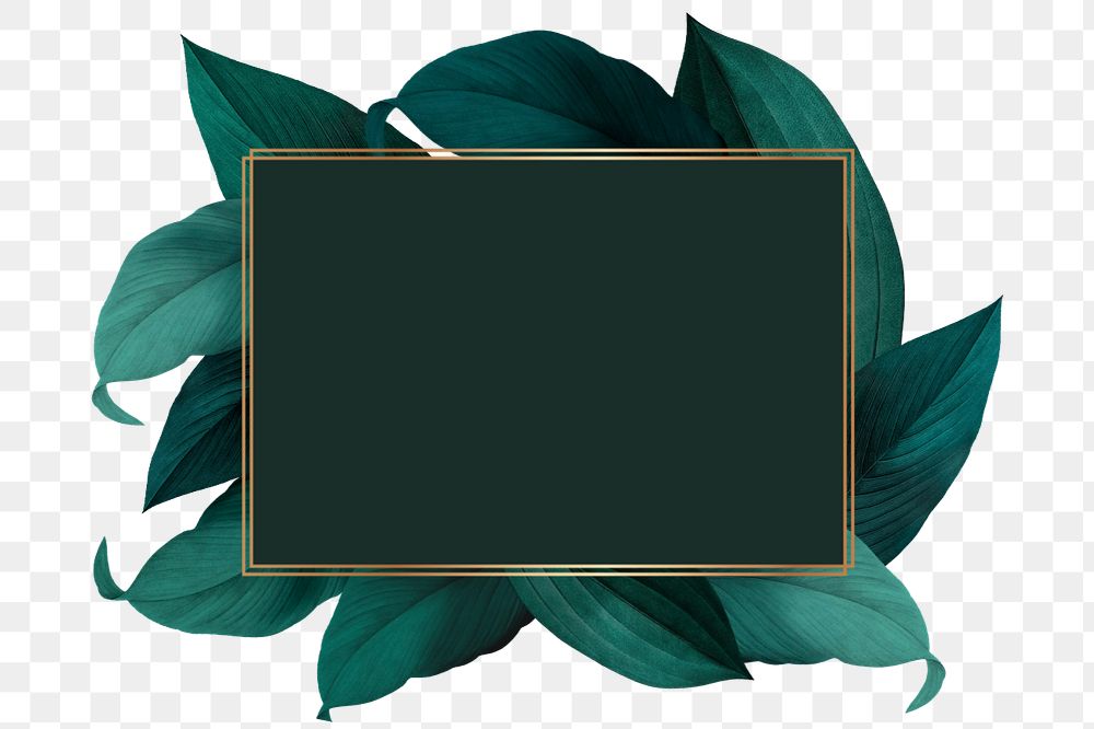 Leaf gold frame png element, editable design