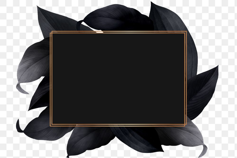 Leaf gold frame png element, editable design