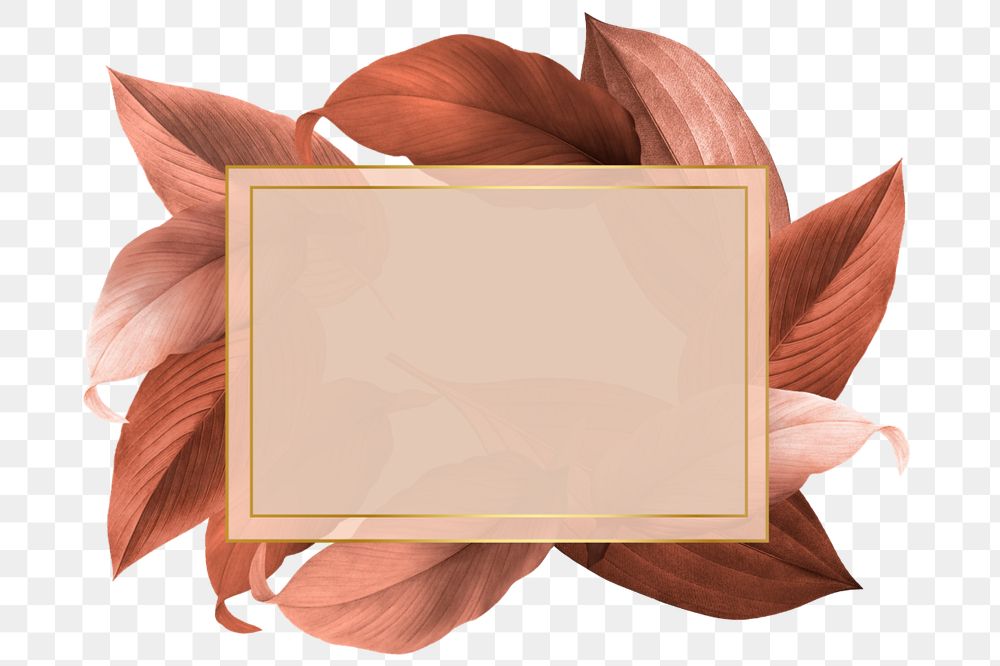 Leaf gold frame png element, editable design