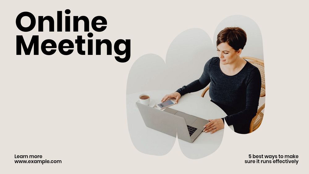 Online meeting blog banner template, editable text