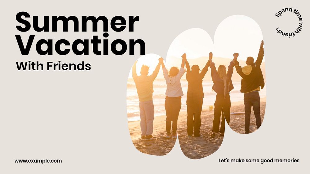 Summer vacation blog banner template, editable text