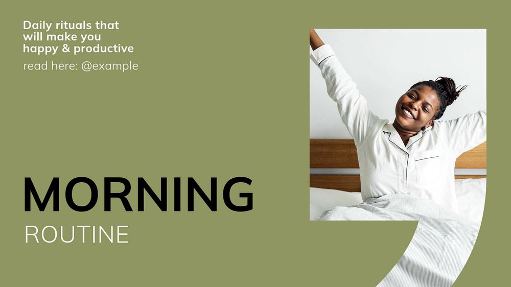 Morning routine blog banner template, editable text