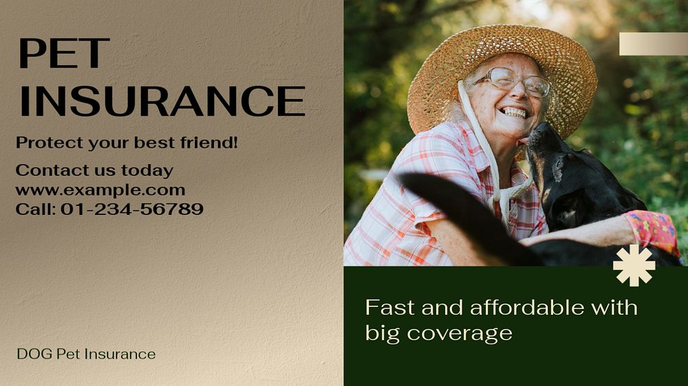 Pet insurance blog banner template, editable text