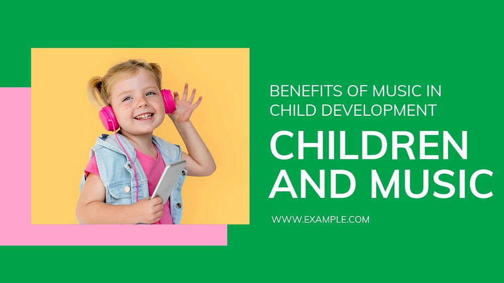 Children and music blog banner template, editable text