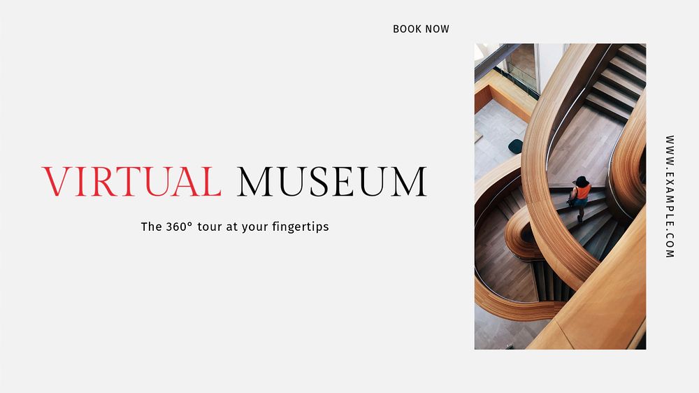 Virtual museum blog banner template, editable text