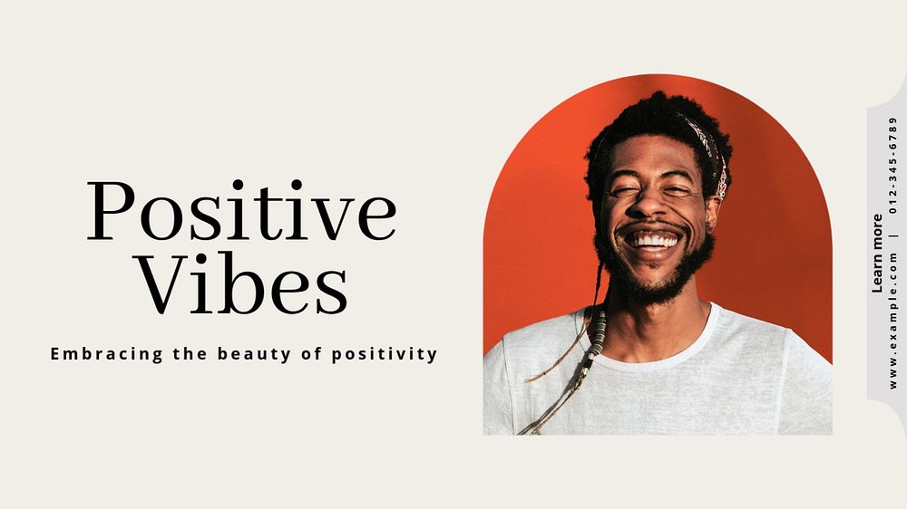 Positive vibes blog banner template, editable text