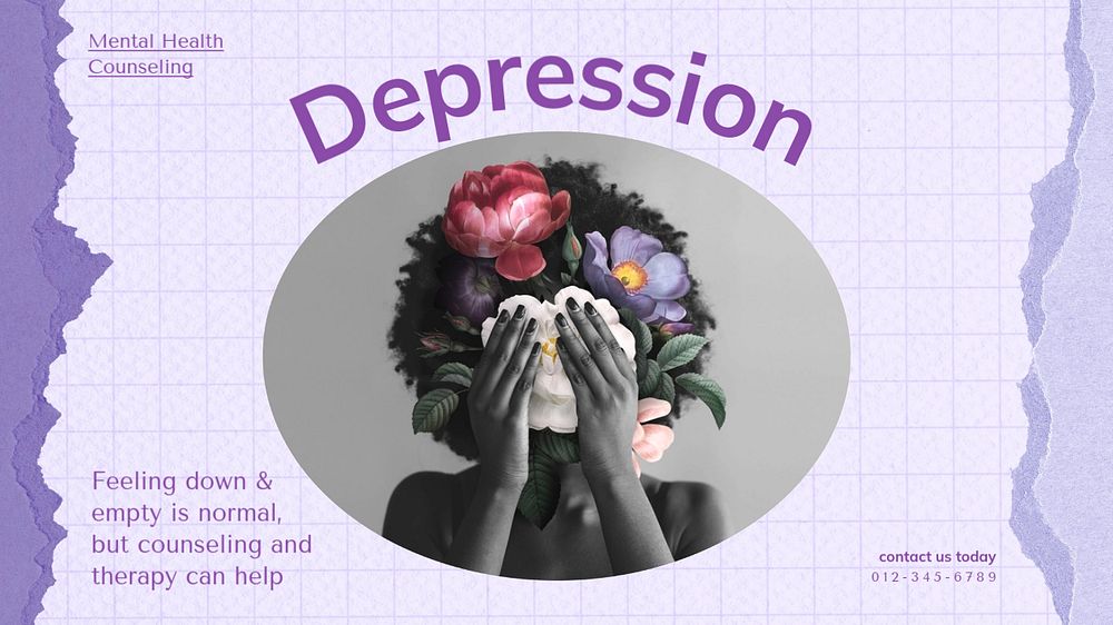 Depression blog banner template, editable text