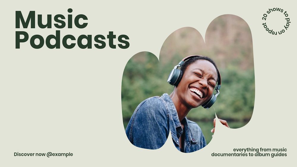 Music podcasts blog banner template, editable text