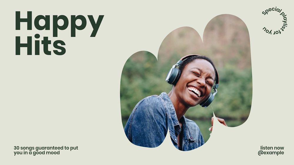 Happy hit music blog banner template, editable text