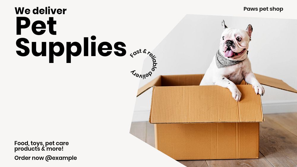 Pet shop delivery blog banner template, editable text