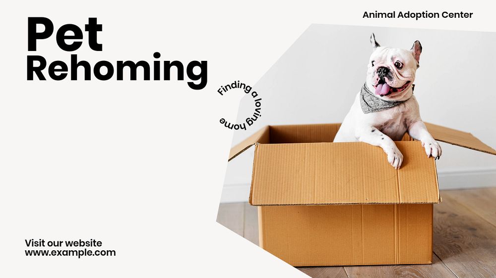 Pet adoption & rehoming blog banner template, editable text