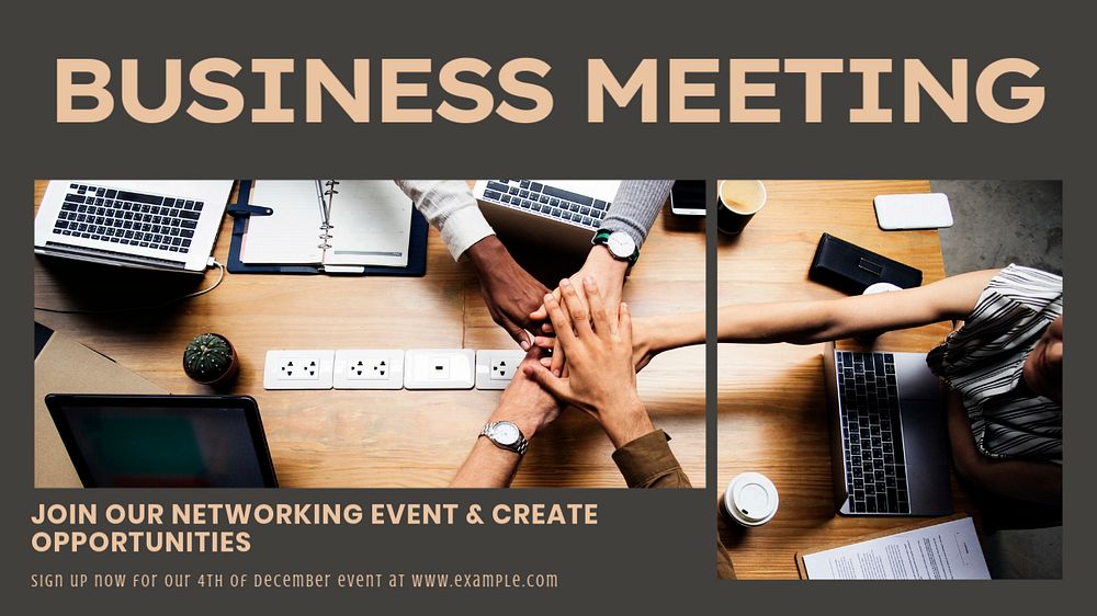 Business meeting blog banner template, editable text