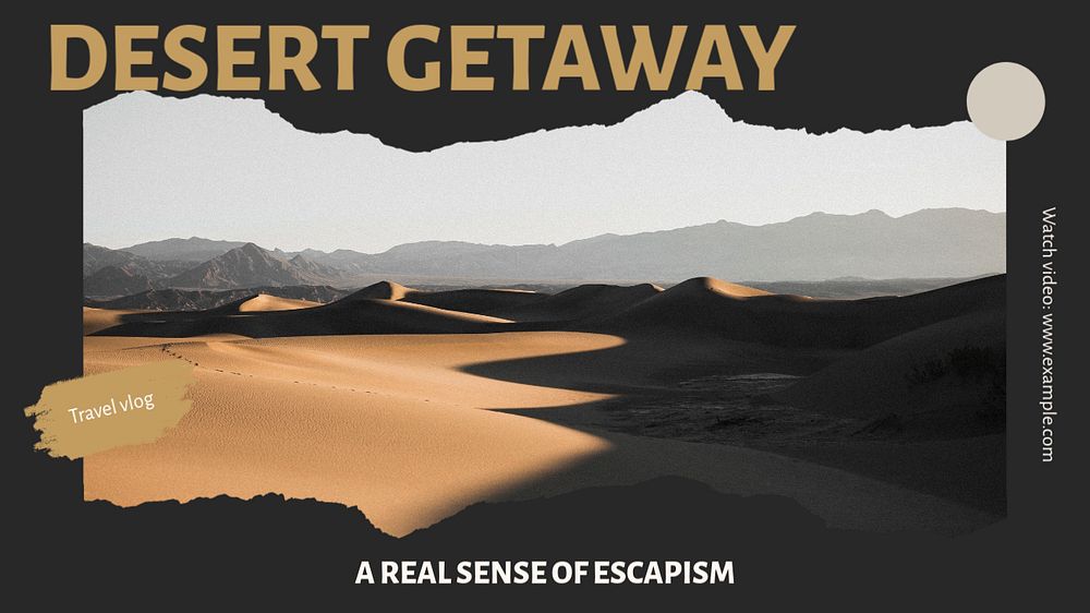 Desert getaway blog banner template, editable text