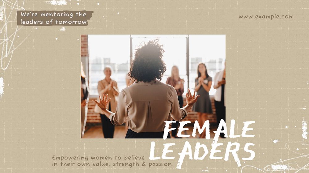 Female leaders blog banner template, editable text