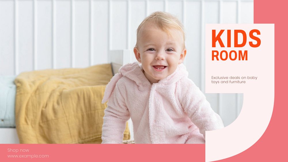 Kid's room blog banner template, editable text