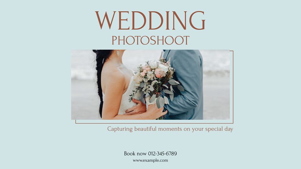 Wedding photos blog banner template, editable text