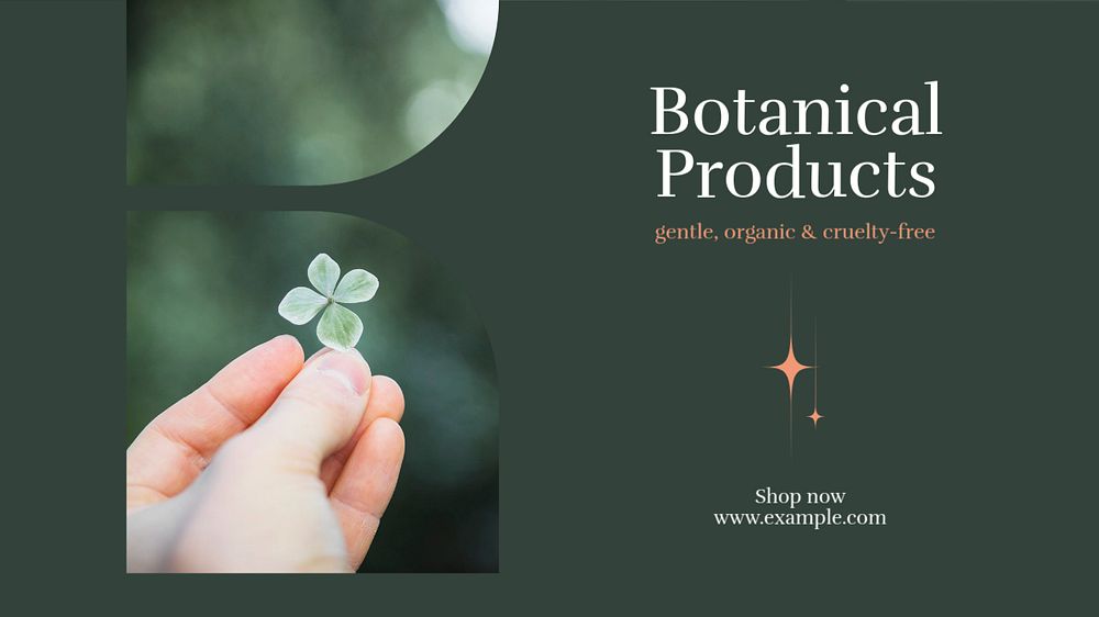 Botanical products blog banner template, editable text