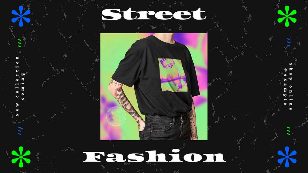 Street fashion blog banner template, editable text