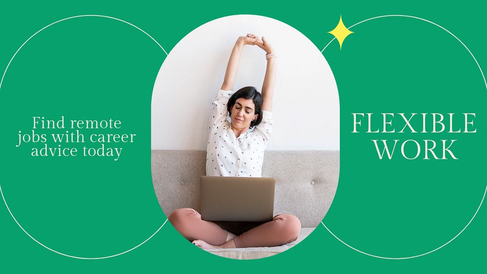 Flexible work blog banner template, editable text