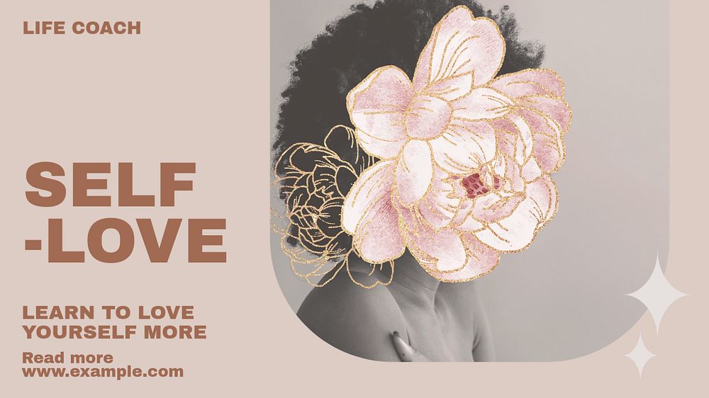 Learn self love blog banner template, editable text