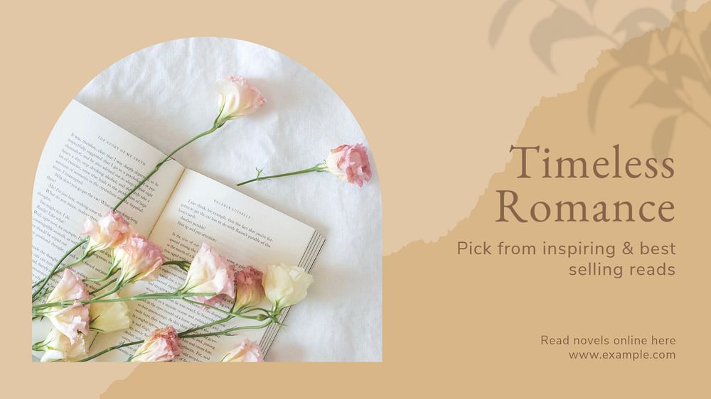 Romance novel blog banner template, editable text