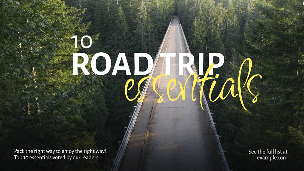 Road trip essentials blog banner template, editable text