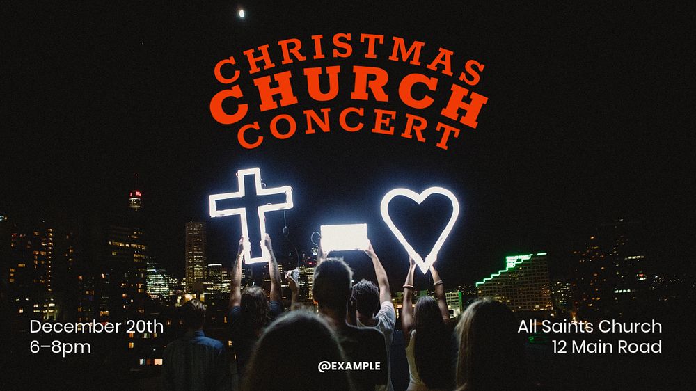 Christmas Church Concert blog banner template, editable text