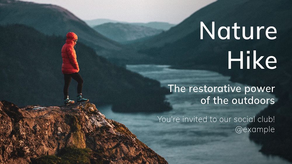 Nature hike blog banner template, editable text