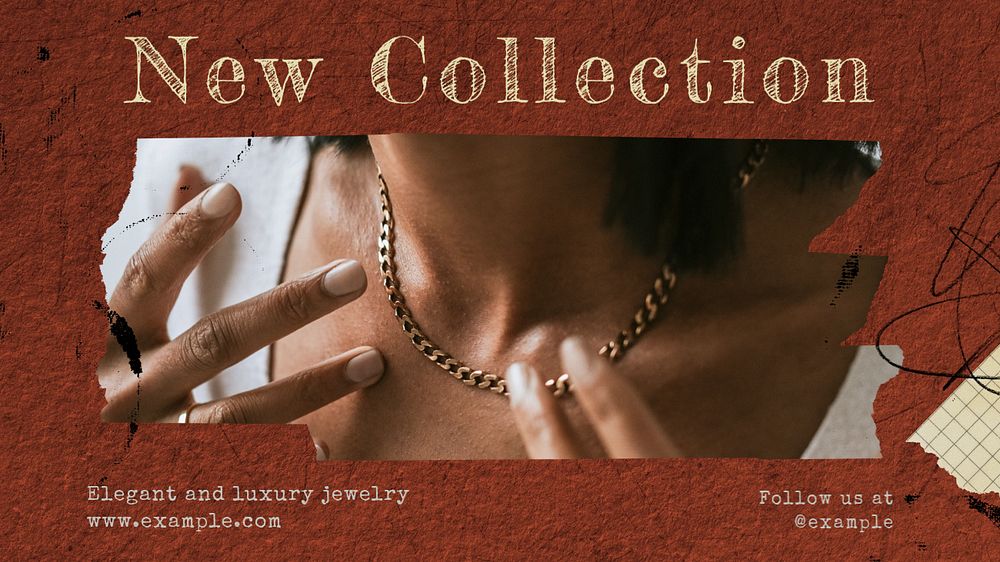 New jewelry collection blog banner template, editable text