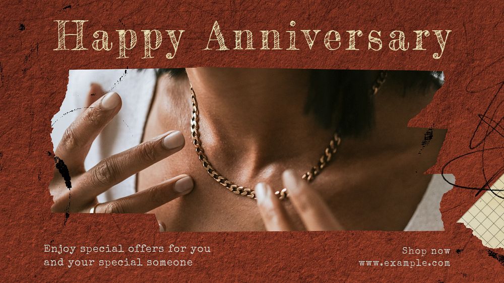 Happy anniversary blog banner template, editable text