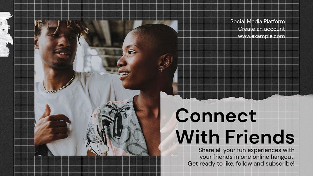 Connect with friends blog banner template, editable text