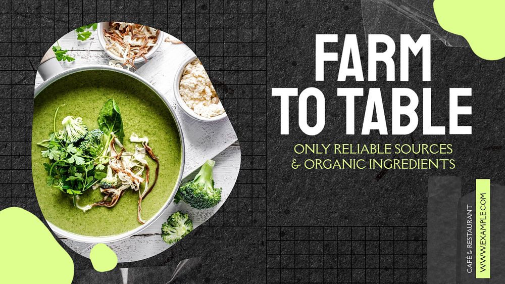 Organic food restaurant blog banner template, editable text