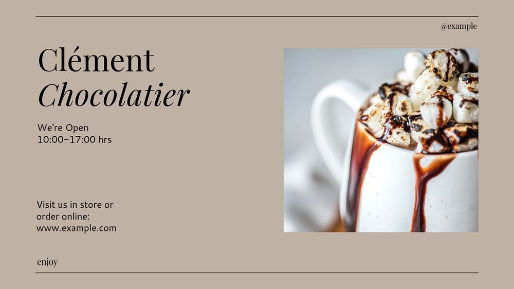 Chocolate shop blog banner template, editable text