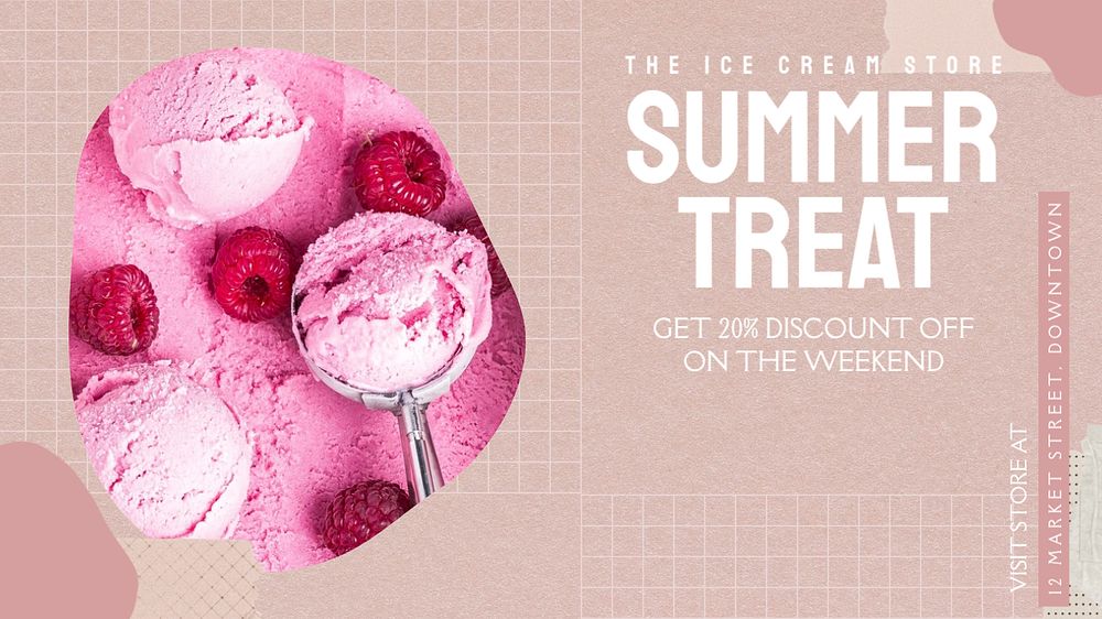 Summer treat blog banner template, editable text