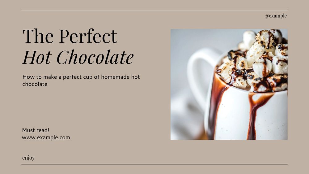 Hot chocolate blog banner template, editable text