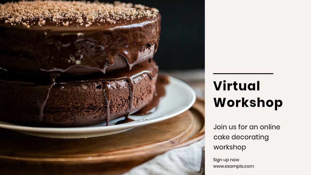 Virtual cake workshop blog banner template, editable text