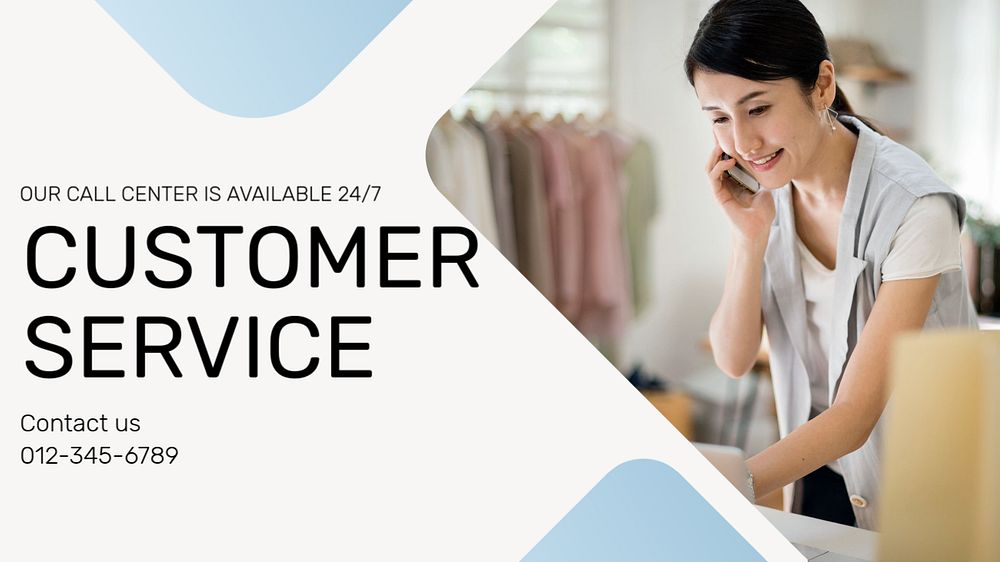 Customer service blog banner template, editable text