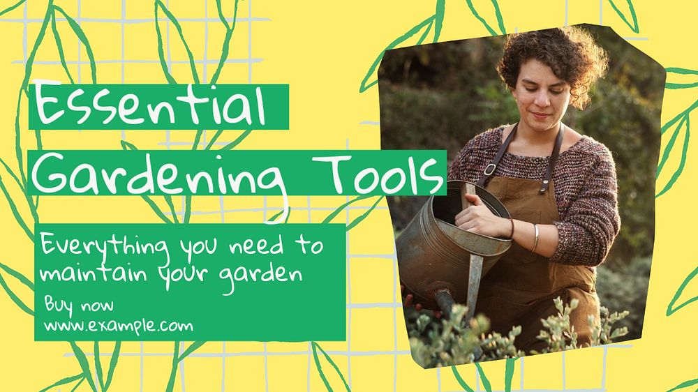 Gardening tools blog banner template, editable text