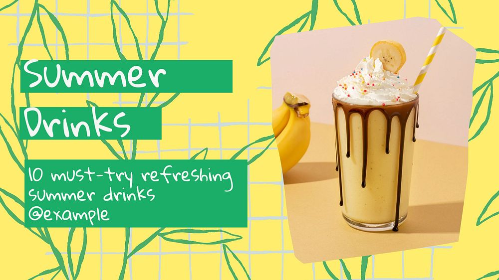 Summer drinks blog banner template, editable text