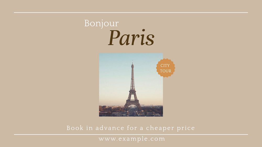 Paris travel blog banner template, editable text