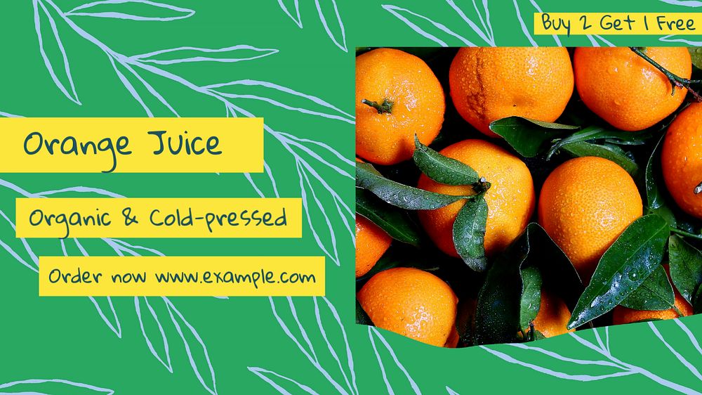 Orange juice blog banner template, editable text