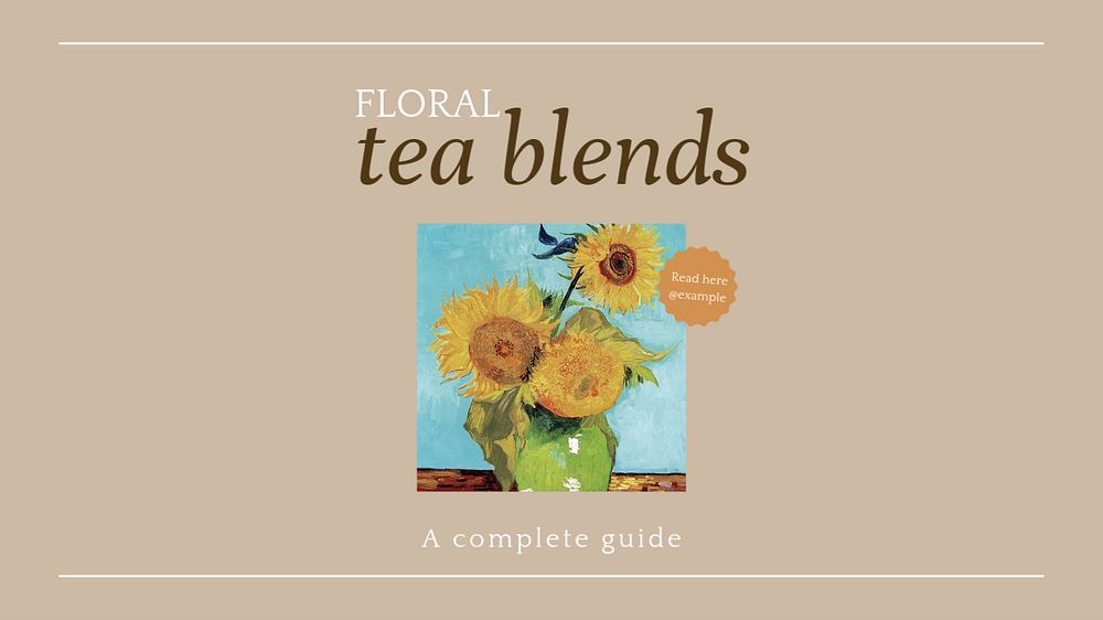 Floral tea blends blog banner template, editable text