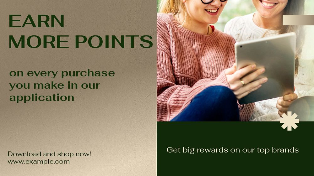 Earn more points blog banner template, editable text