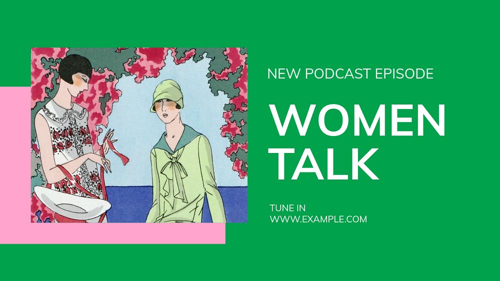 Women podcast blog banner template, editable text