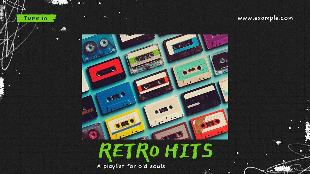 Retro hits blog banner template, editable text