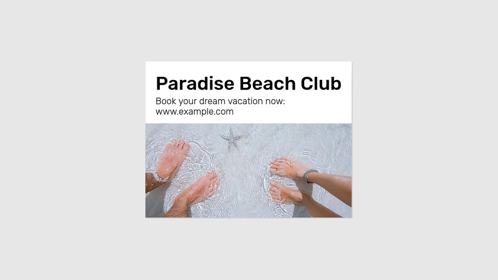 Paradise beach club blog banner template, editable text