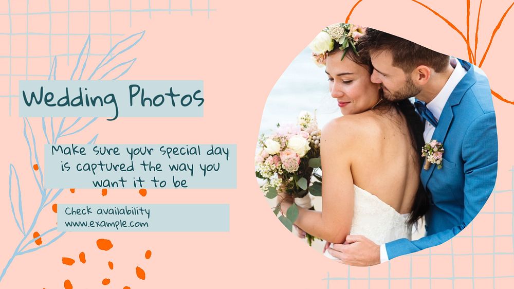 Wedding photos blog banner template, editable text