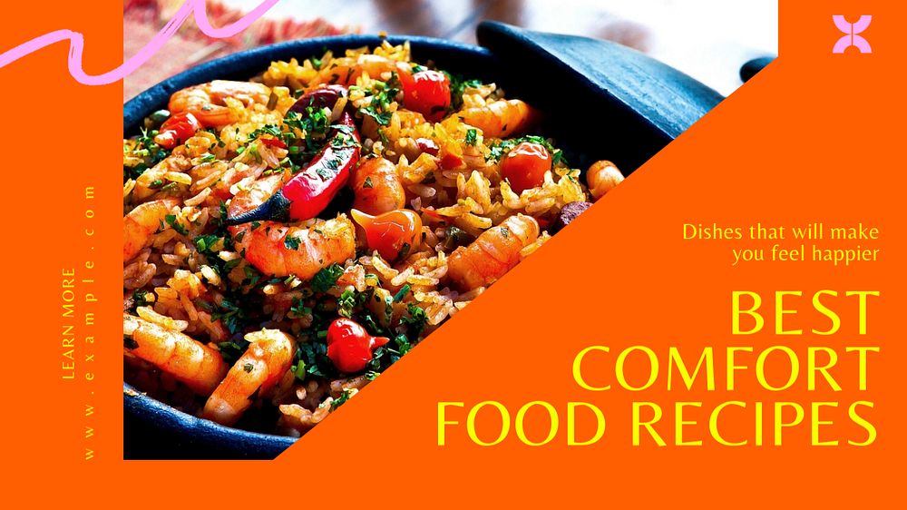 Comfort food recipes blog banner template, editable text