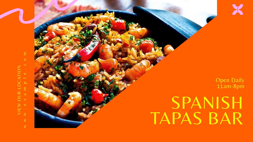 Spanish food & restaurant blog banner template, editable text